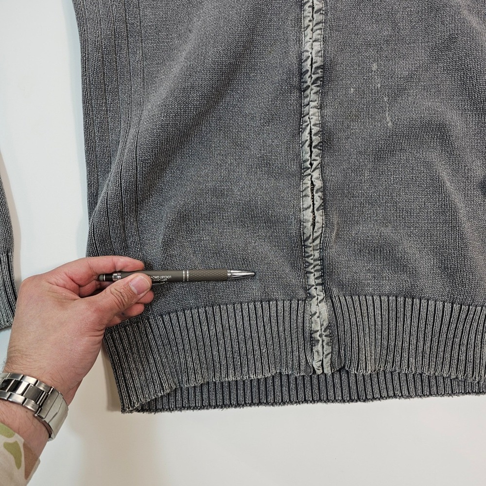 BKE Athletic Mens Full Zip Ribbed Knit Sweater Charcoal Gray Mock Neck L - Picture 10 of 16